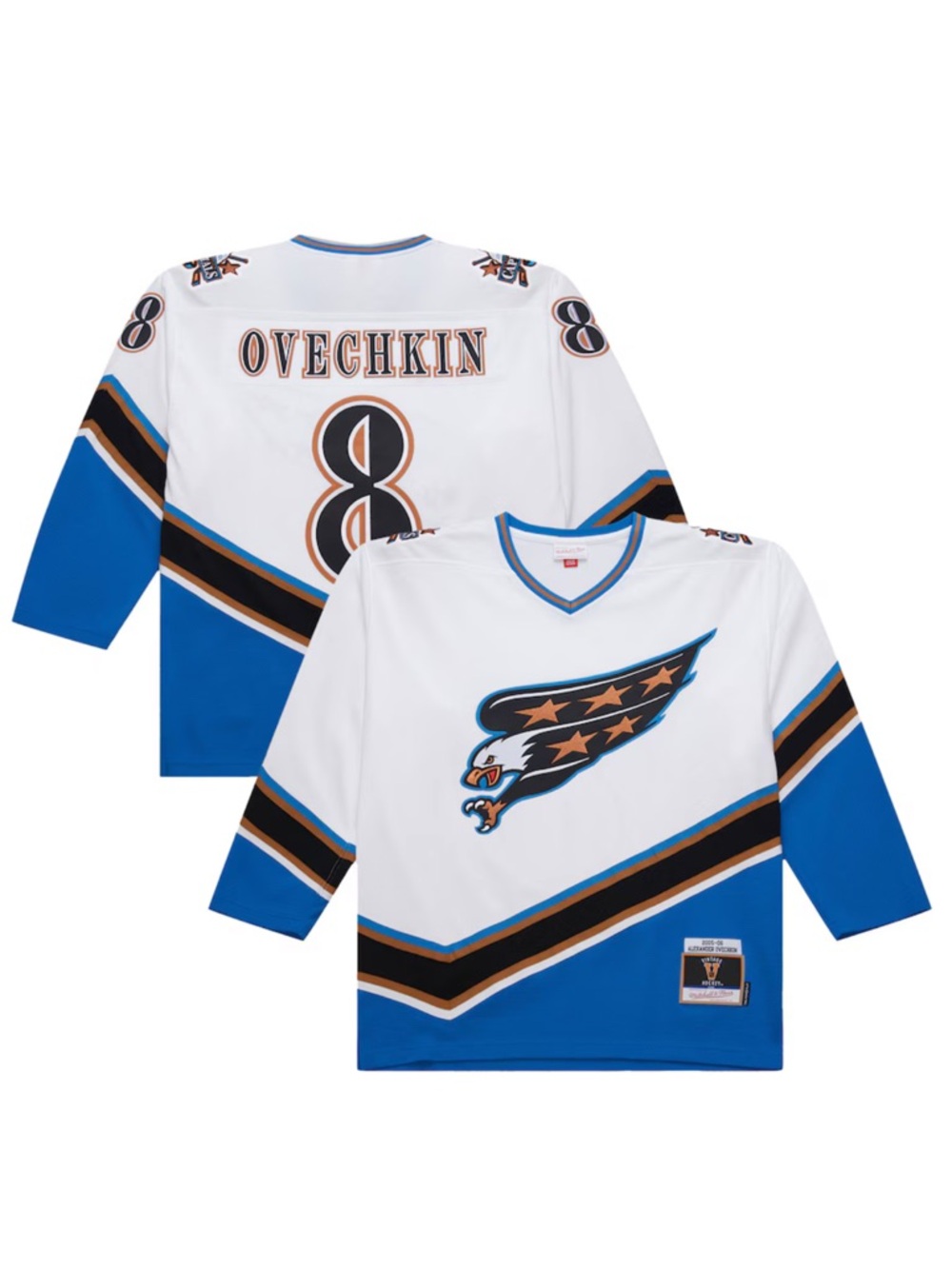 Mitchell & Ness Washington Capitals White Blue Black Brown Hockey Jersey